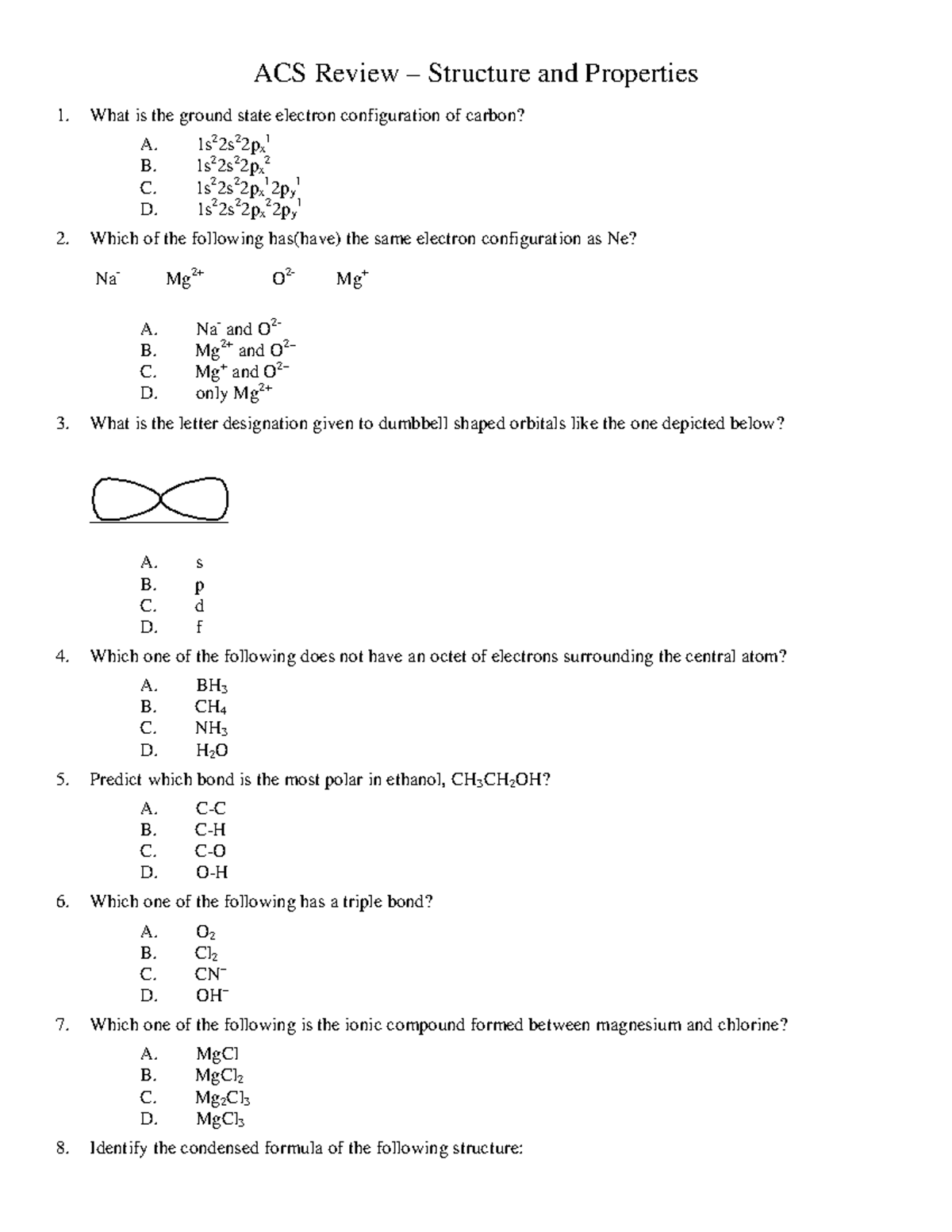 1 ACS Review 1 Structure and Properties - ACS Review – Structure and ...