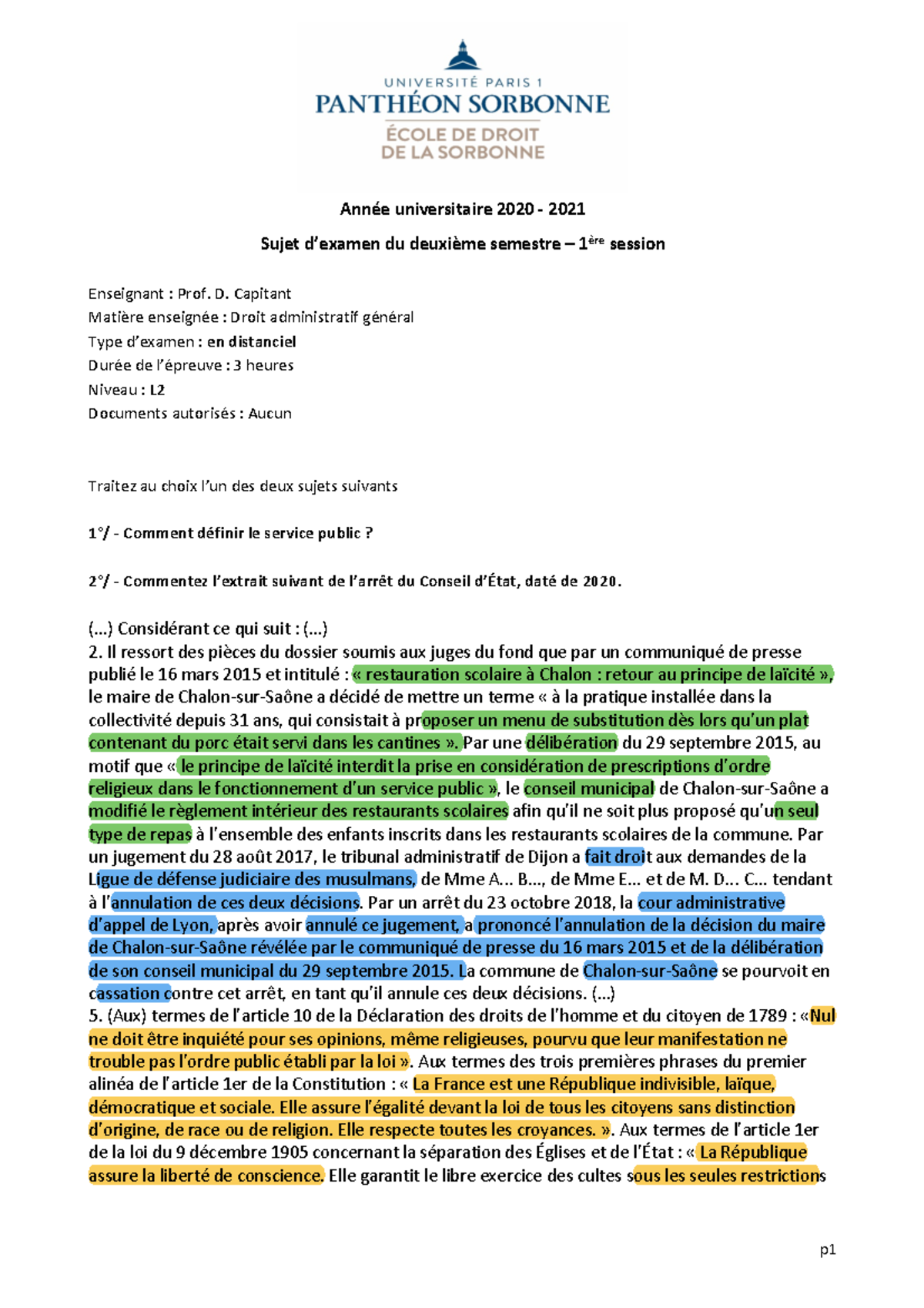 sujet dissertation droit administratif l2