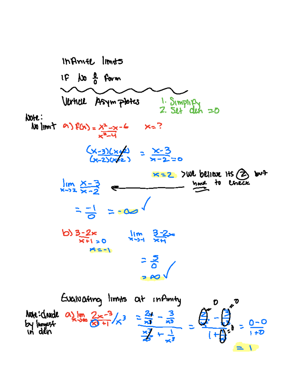 Calculus I- Module 4 - Infinite limits sitters Note Nolimit a fax 6 X ...