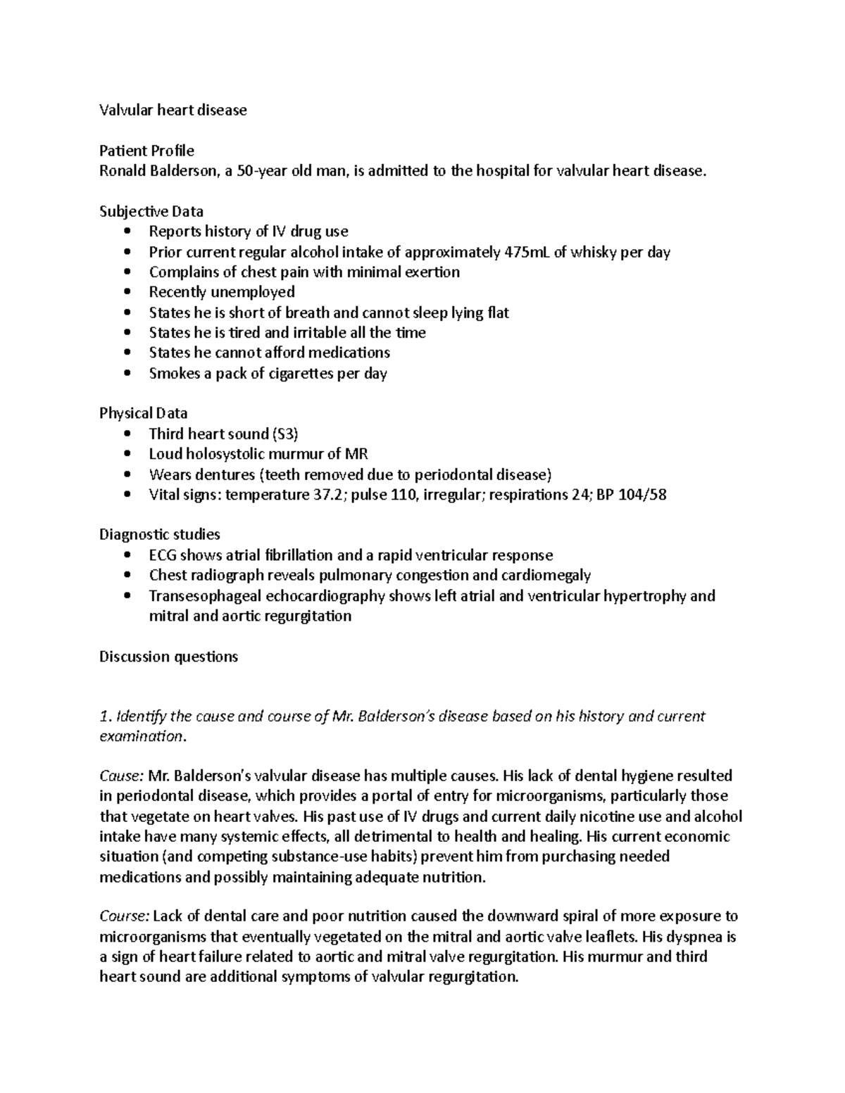 case study of valvular heart disease