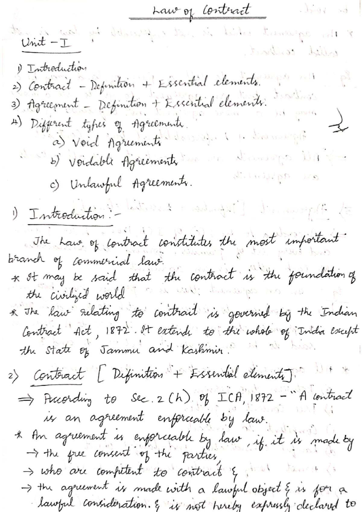 Contract-1 Unit 1 - Contract kslu unit 1 - Law of contract Unit 1 ...