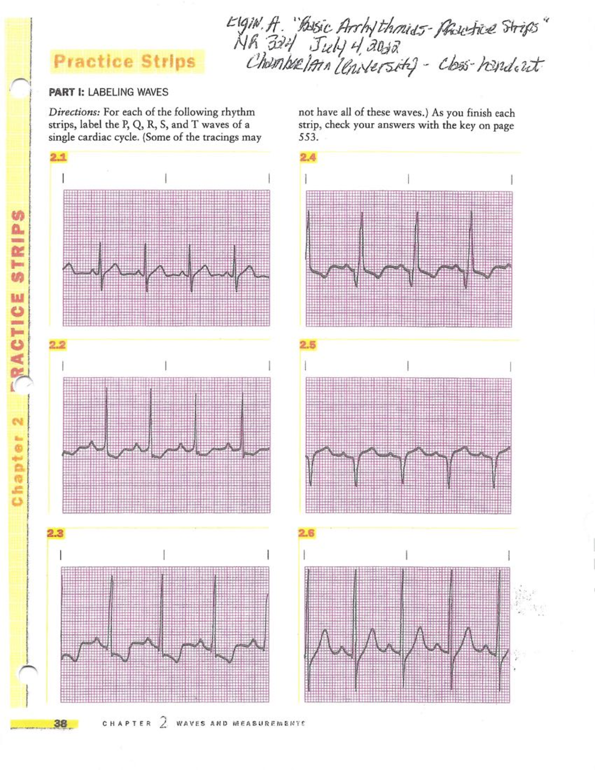 EKG Waveform - week one - ElgiN. Nh 324 July 4. 2022 Practice Strips ...