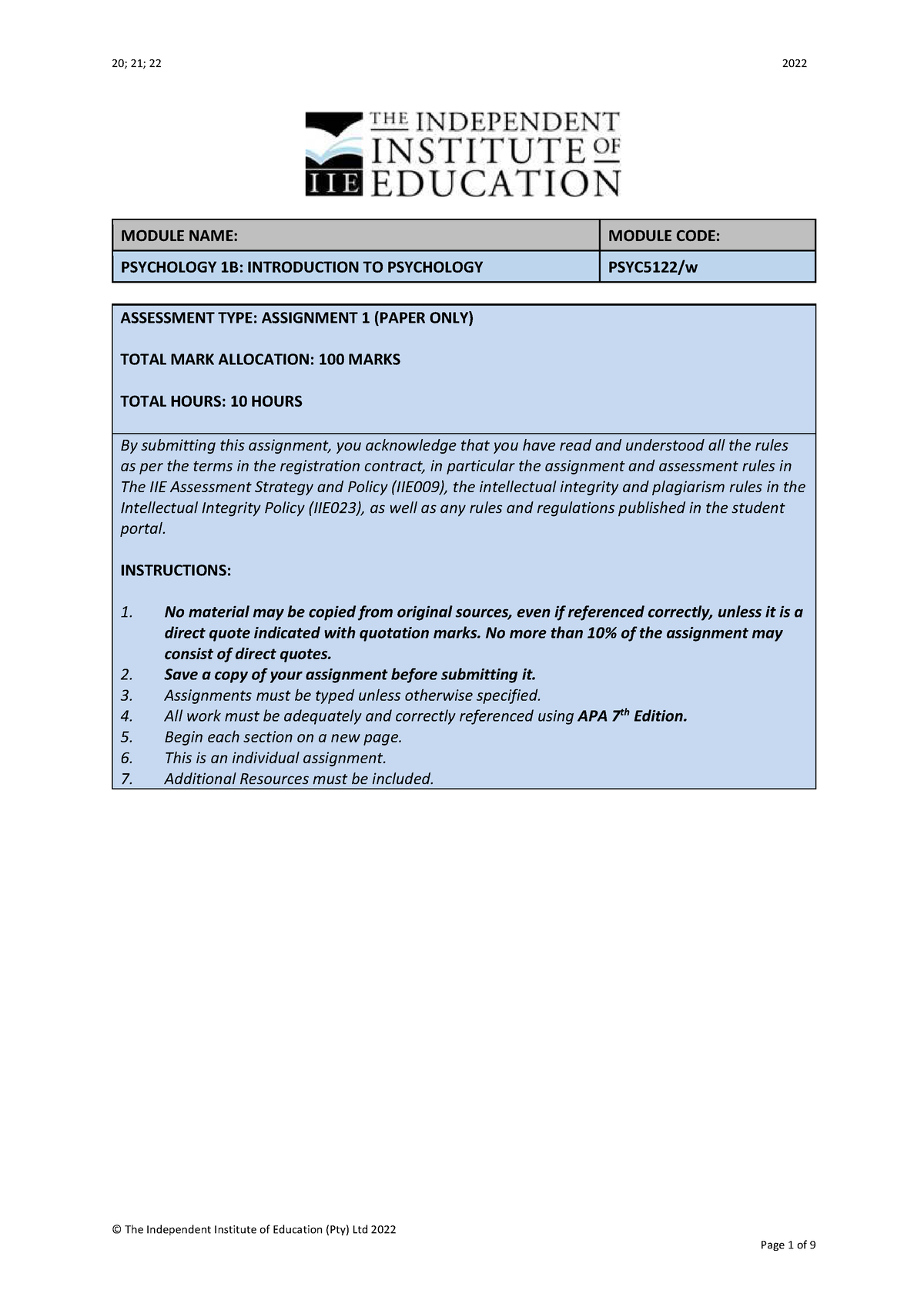 psyc5122a1-s2-notes-the-independent-institute-of-education-pty