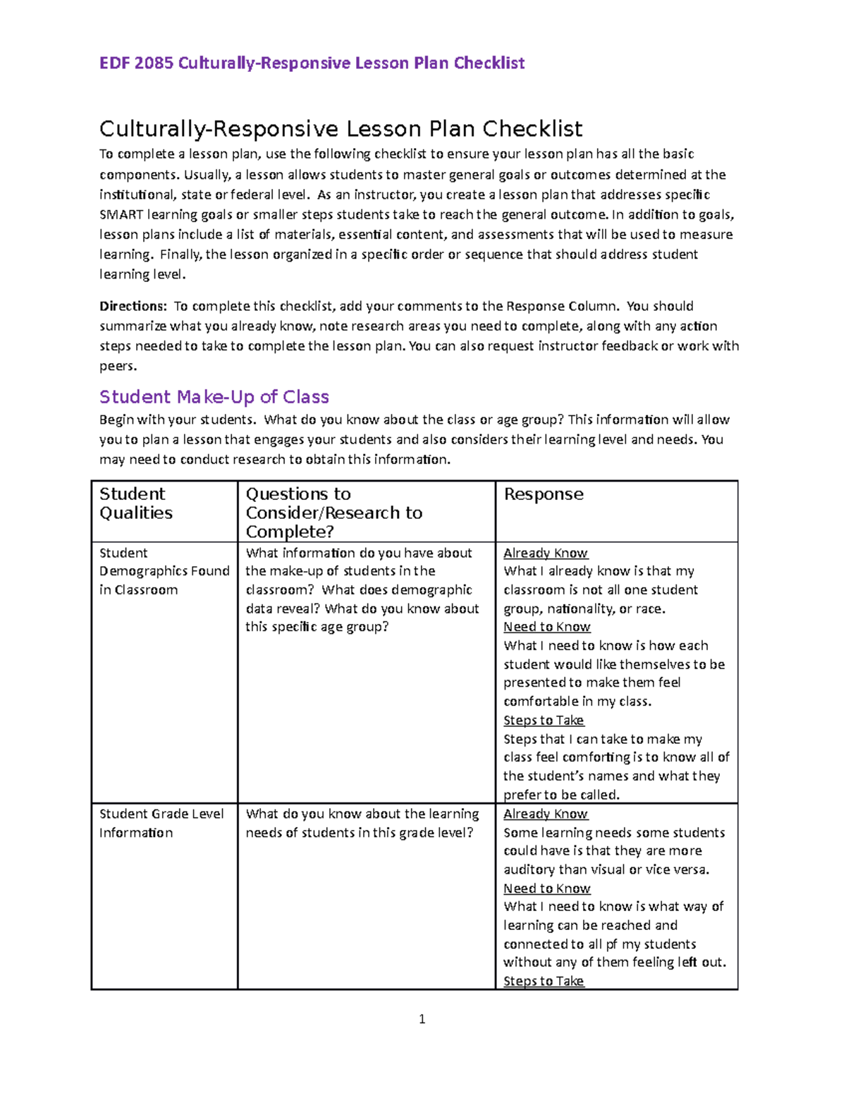 Five Parts Of A Lesson Plan