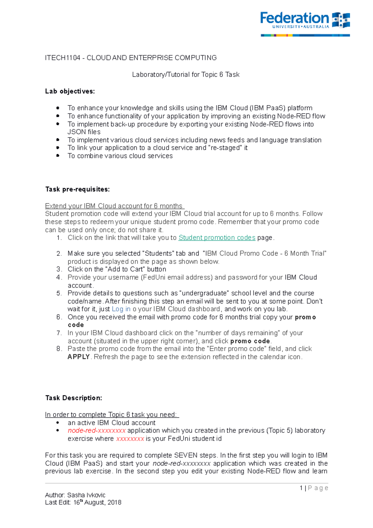 Lab Tut for Topic 6 - ITECH1104 - CLOUD AND ENTERPRISE COMPUTING ...