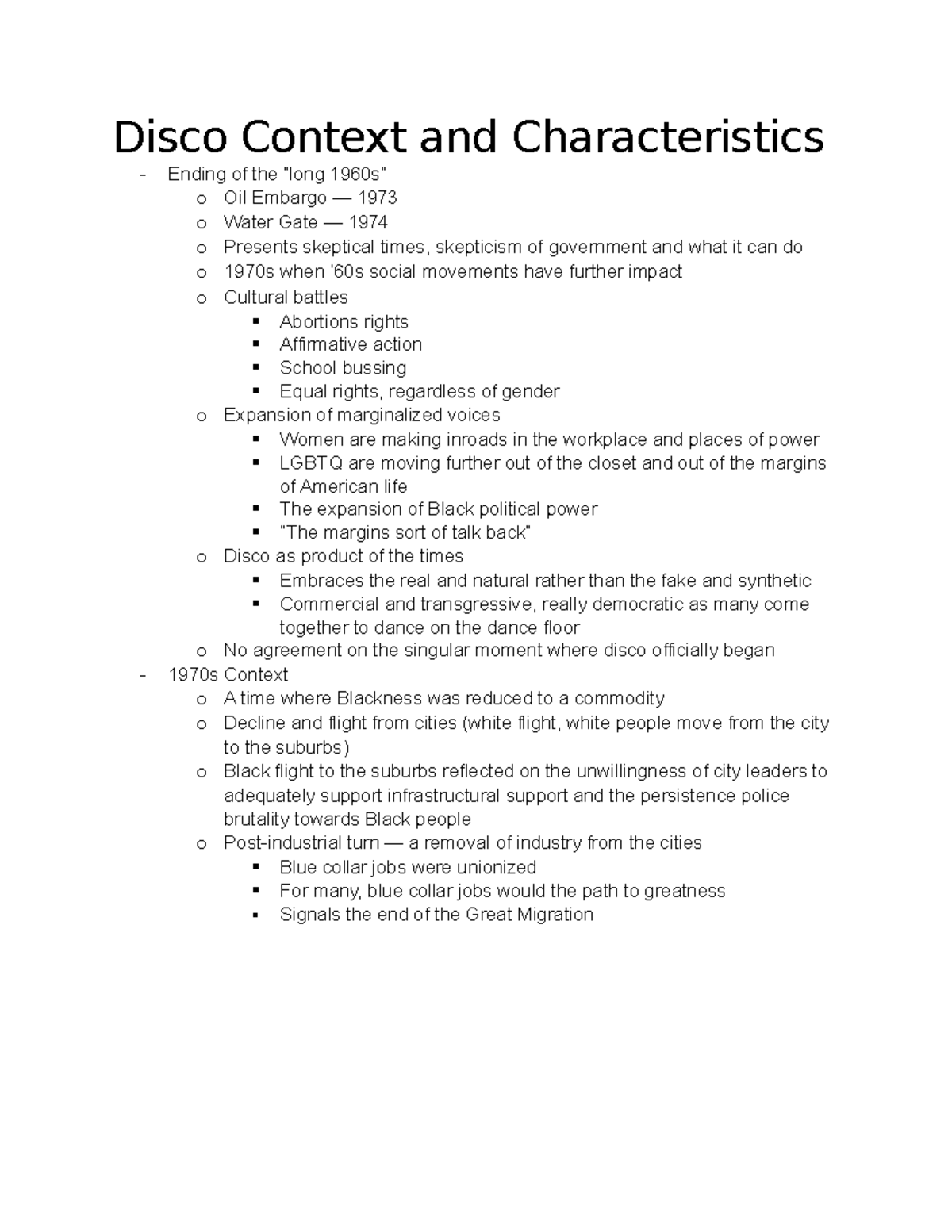 Disco Context and Characteristics Disco Context and Characteristics