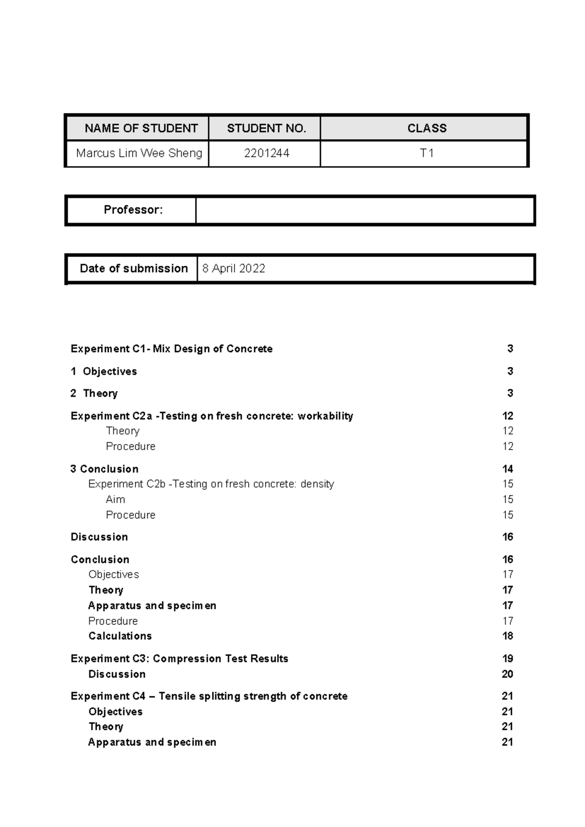 Leveling Report - NAME OF STUDENT STUDENT NO. CLASS Marcus Lim Wee ...