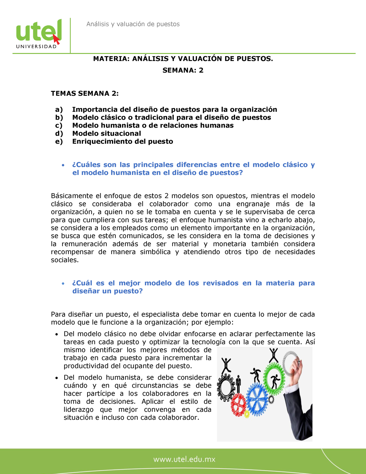 PF O1OR302 S2 - Apuntes 1 - Análisis y valuación de puestos MATERIA:  ANÁLISIS Y VALUACIÓN DE - Studocu