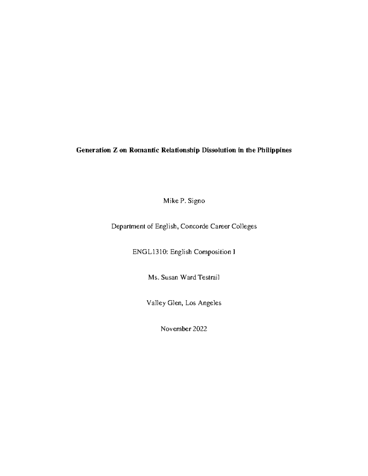 Final Draft Paper Practice Problems Generation Z on Romantic