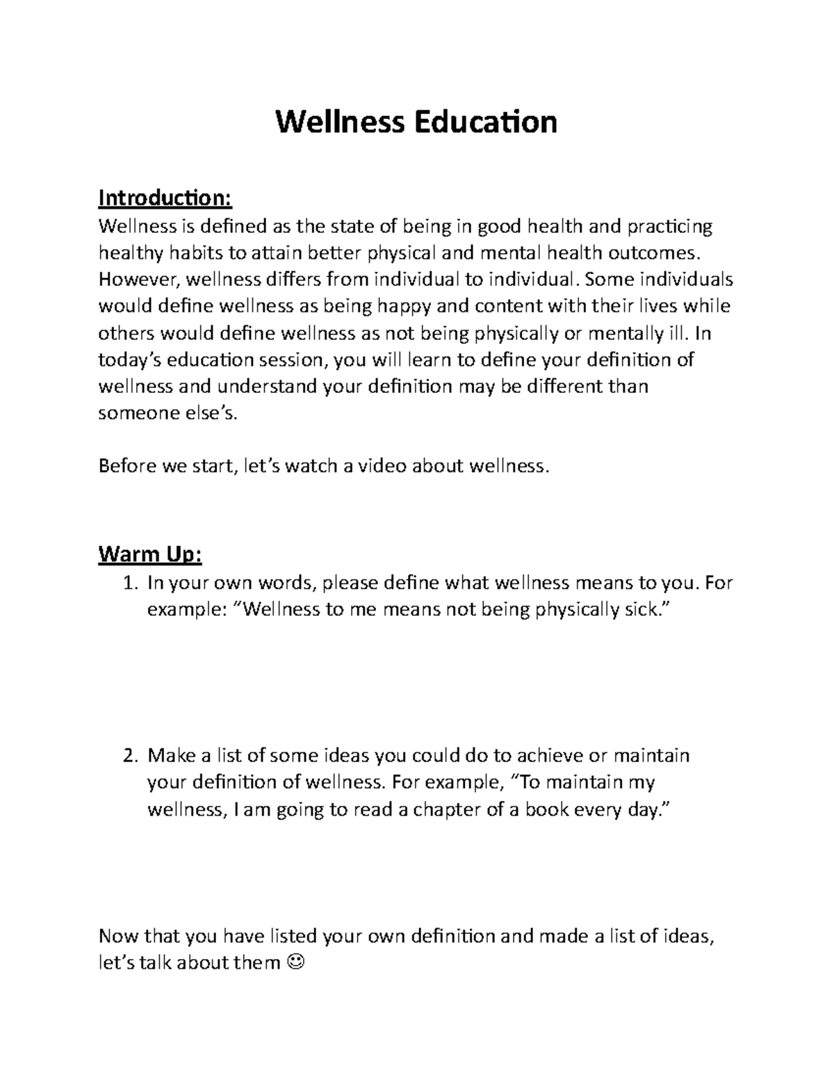 wellness essay introduction example