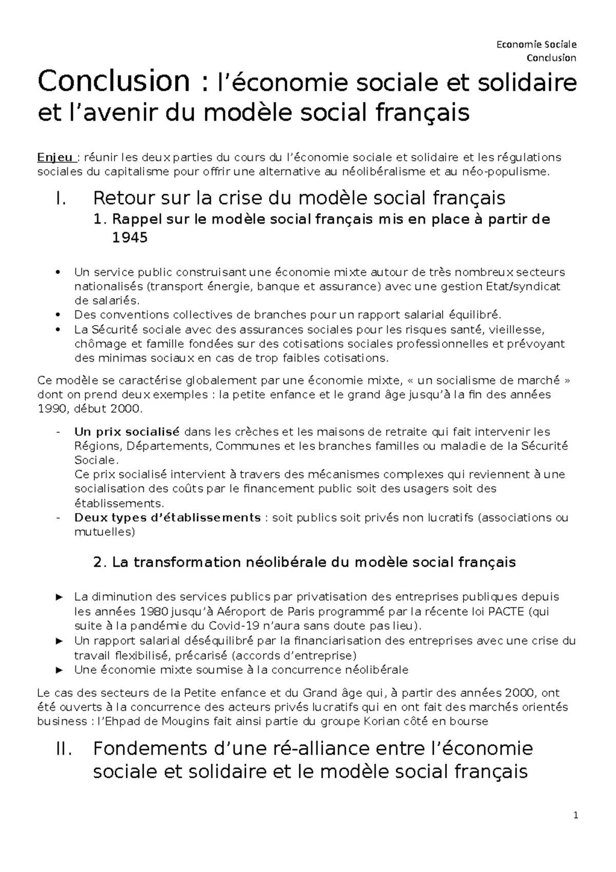 Conclusion L S Economie Sociale Conclusion Conclusion L