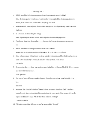 Cosmology HW 11 - Cosmology HW 11