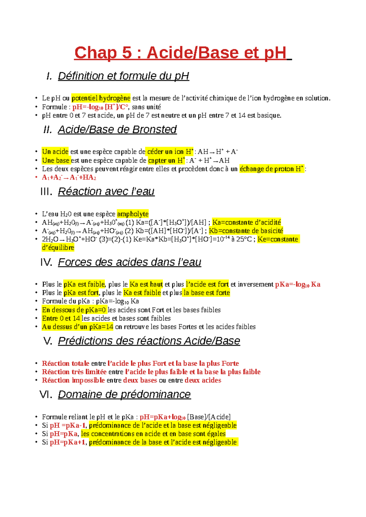Acide+Base+p H+chimie+Chap+5 - Chap 5 : Acide/Base et pH I. Définition ...