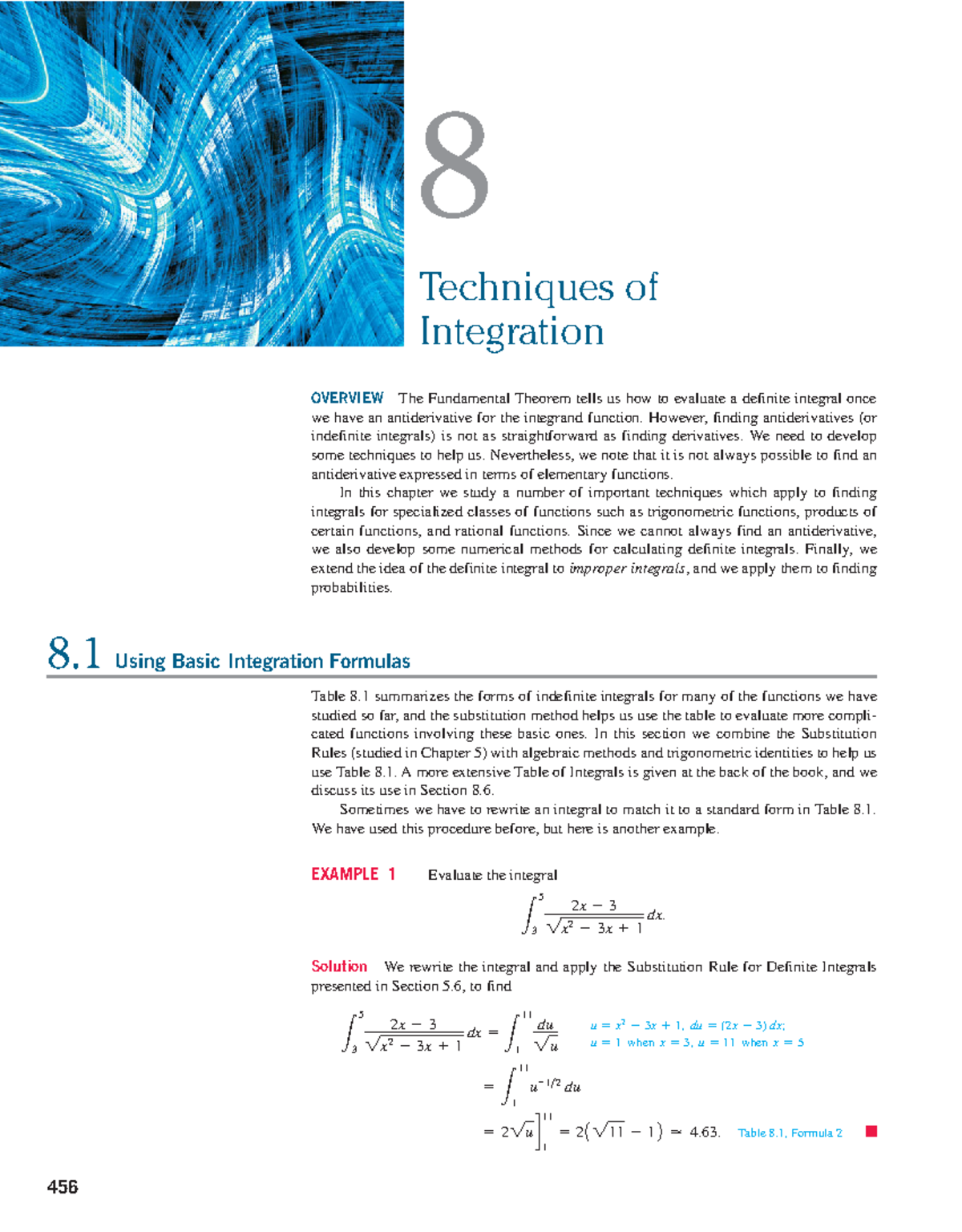 CH 8-1 Using Basic Integration Formulas - OVERVIEW The Fundamental ...