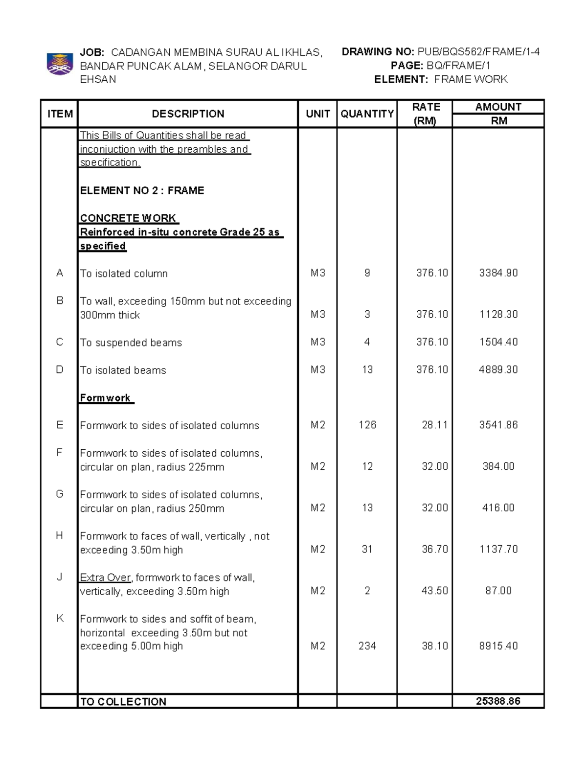 BQ frame BANDAR PUNCAK ALAM, SELANGOR DARUL EHSAN PAGE BQ/FRAME