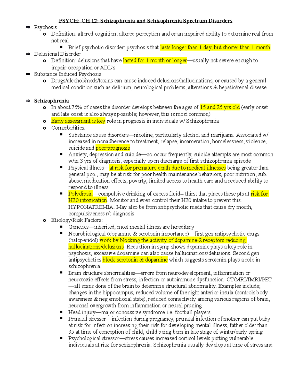 Ch 12 Lecture Outline - PSYCH: CH 12: Schizophrenia and Schizophrenia ...