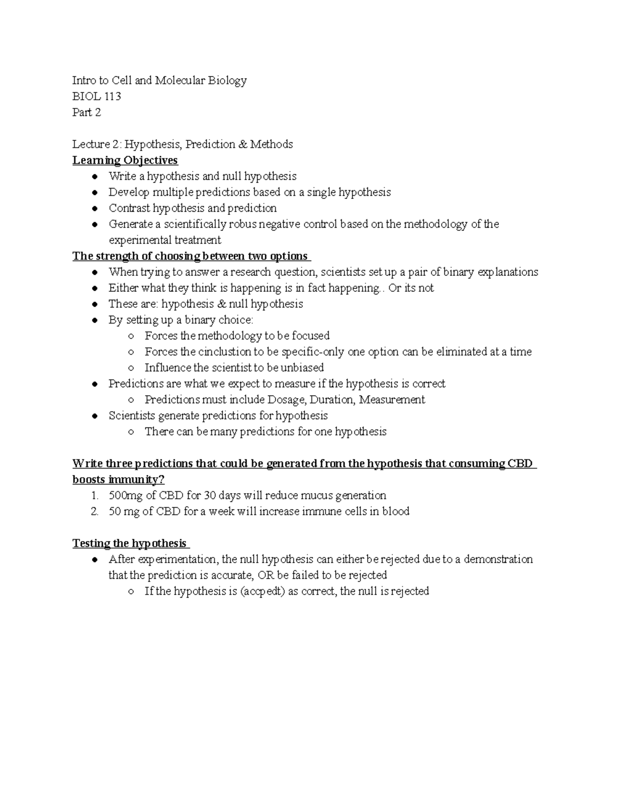 Intro To Cell And Molecular Bio 113 Lecture Notes Part 2 - Dr. Sarah ...