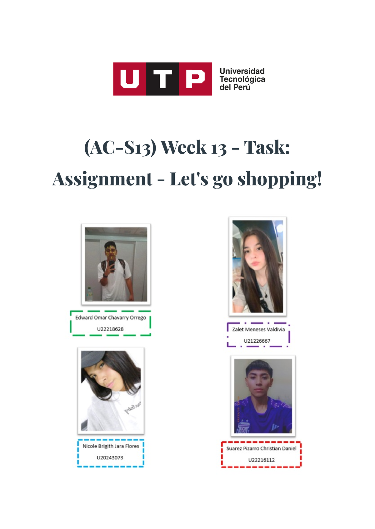 (ac s13) week 13 task assignment let's go shopping utp