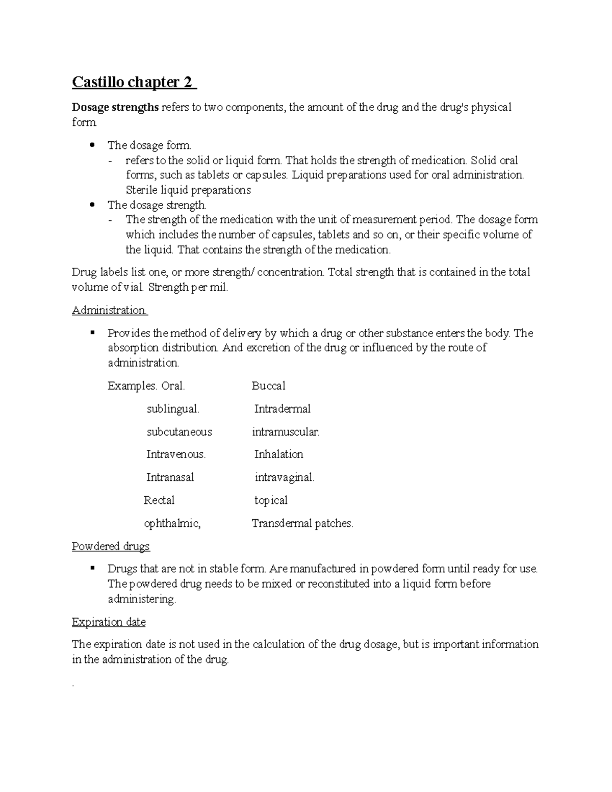 Med documentation - Castillo chapter 2 Dosage strengths refers to two ...