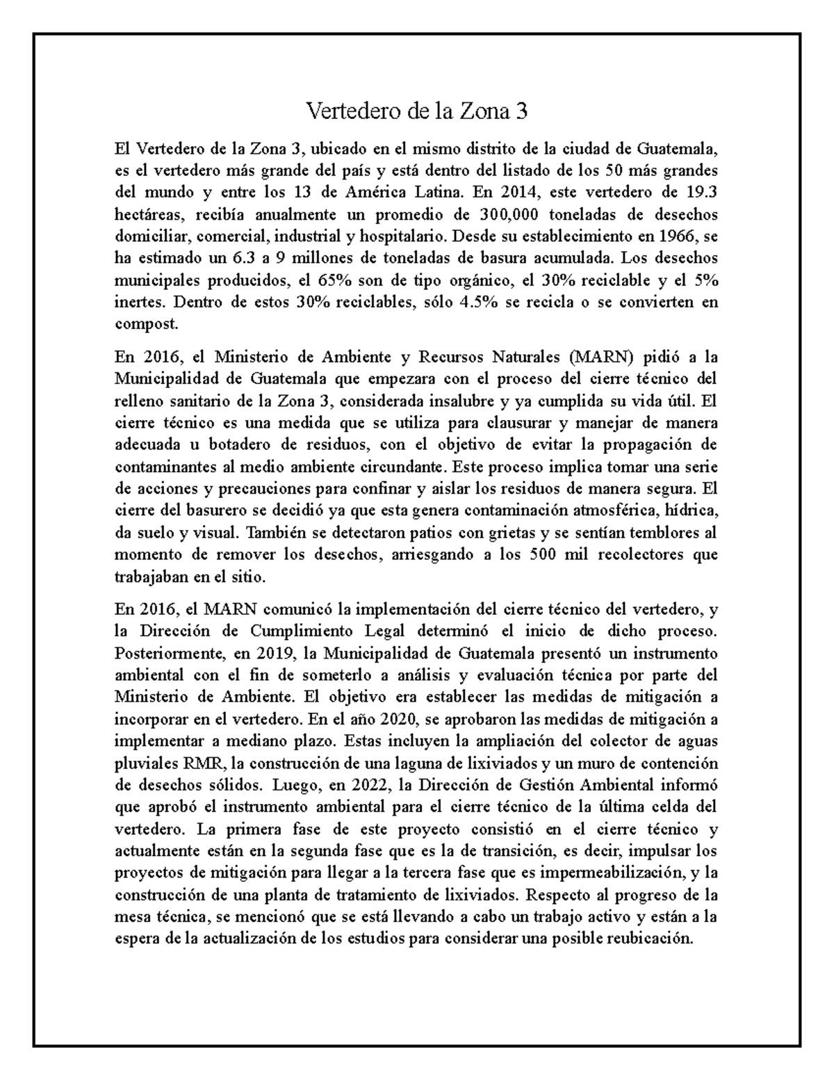 Vertedero de la Zona 3 - En 2014, este vertedero de 19. hectáreas ...