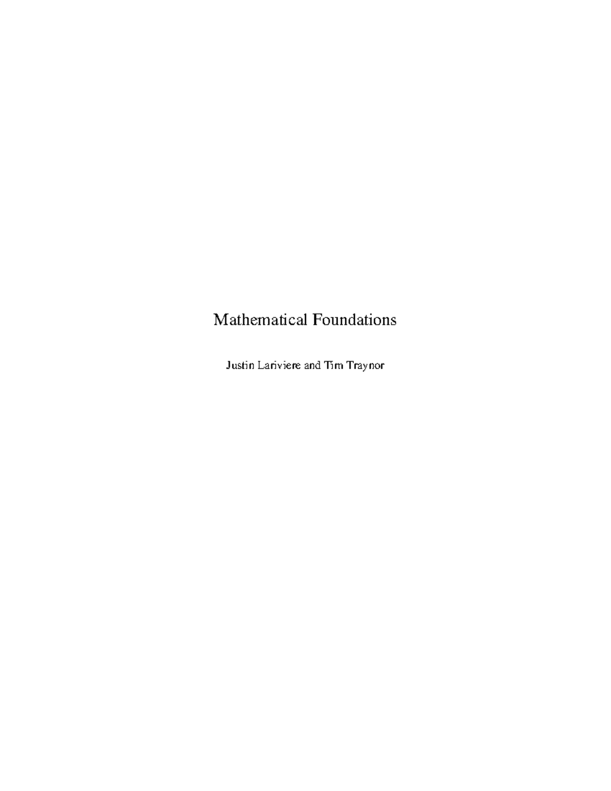Mathematical Foundations Text Mathematical Foundations Justin