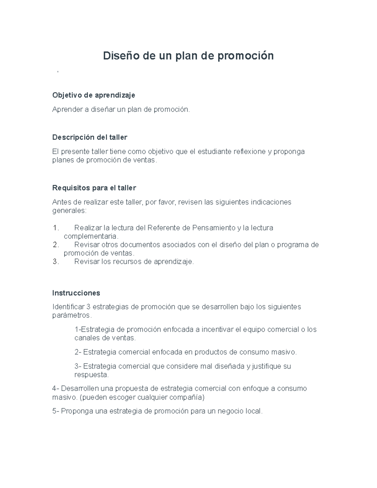 New Taller 4 Diseño de un plan de promoción-2 - Diseño de un plan de ...