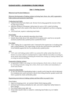T1 - Engineering Fundamentals - Preliminary Engineering Studies Notes ...