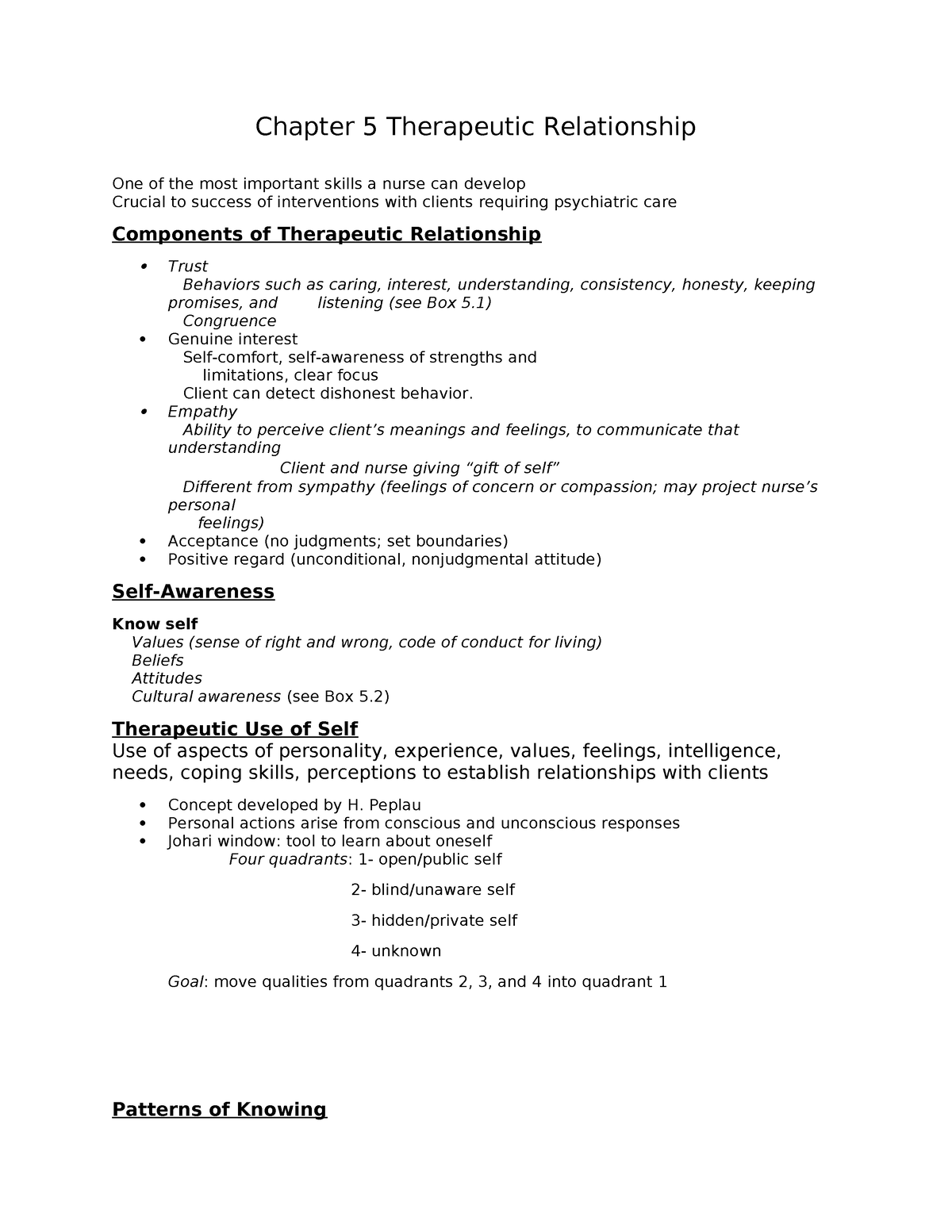 MS CH5 - Outline Style Notes For Chapter 5 - Chapter 5 Therapeutic ...