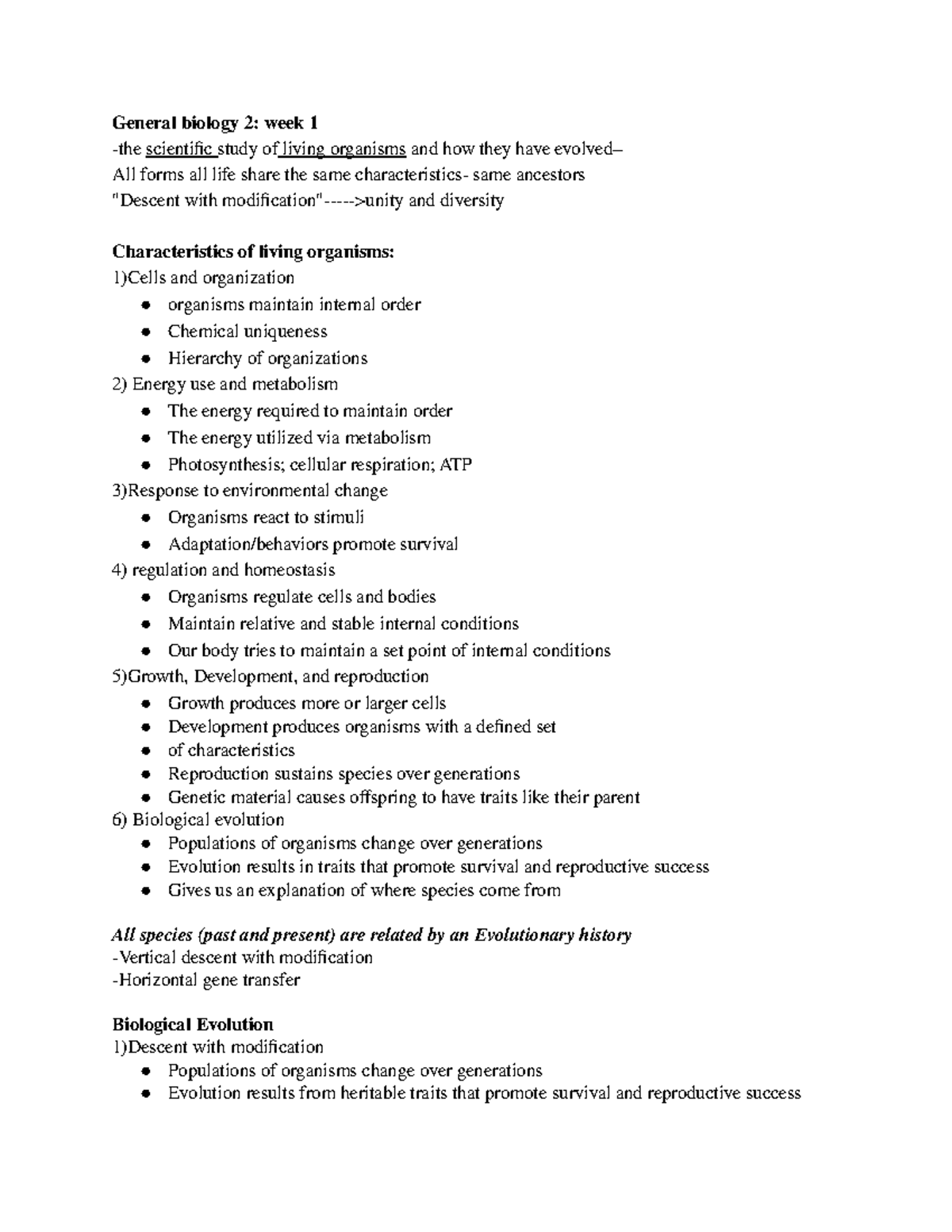 General biology 2 Notes 1 - General biology 2: week 1 -the scientific ...