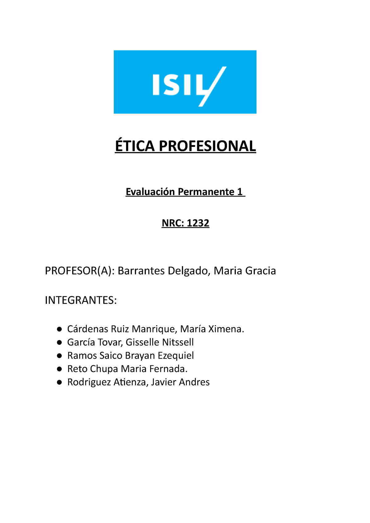 Ep1 1232 Ep Grupo 3 Etica Profesional Ética Profesional Evaluación Permanente 1 Nrc 1232 2988