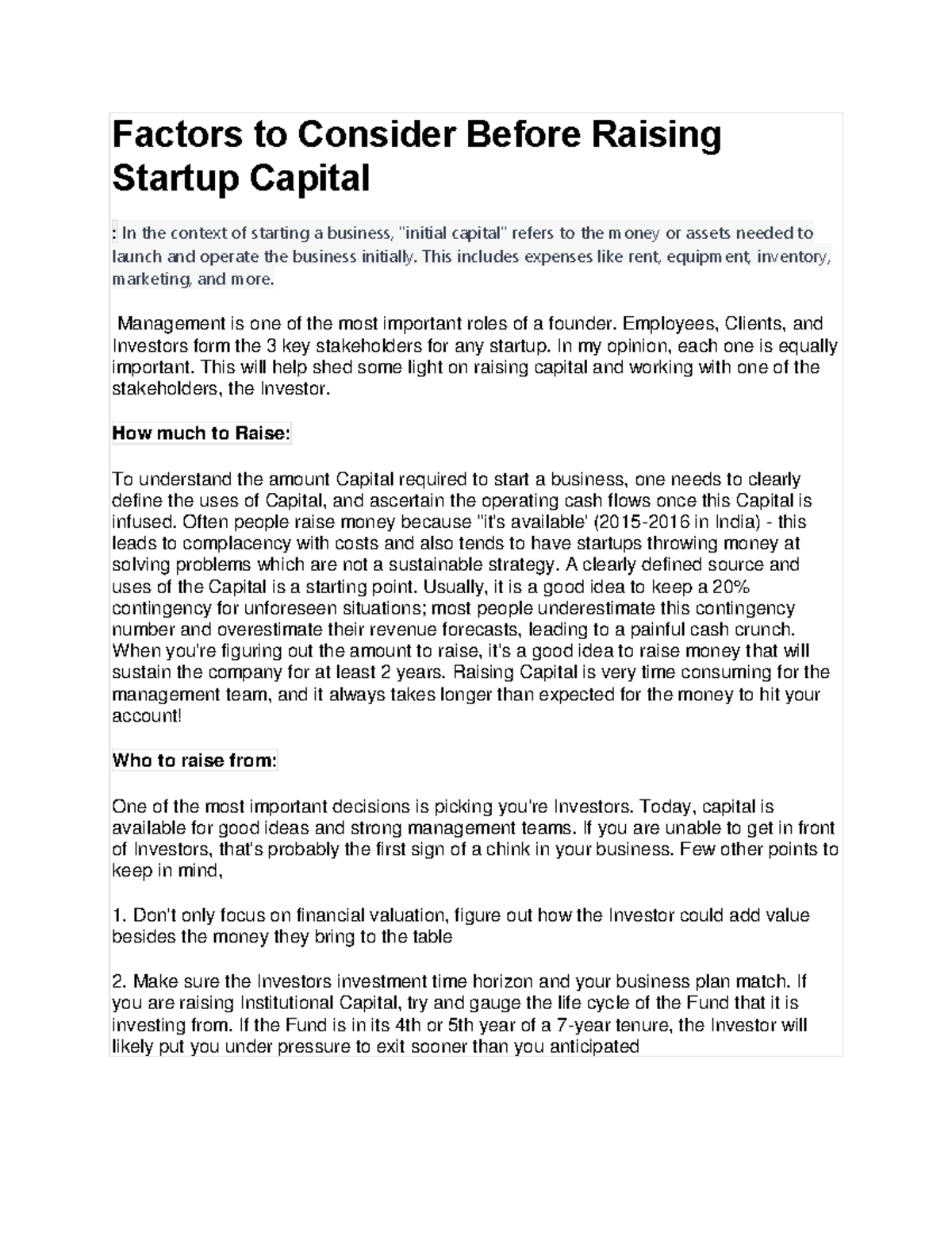 Factors TO BE Considered IN Starting A Business - Factors to Consider ...