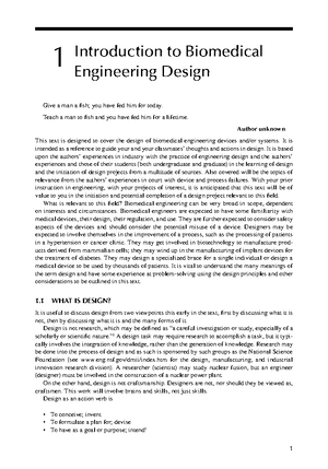 Midterm notes - Summary Biomedical devices - Week 1: Introduction to ...