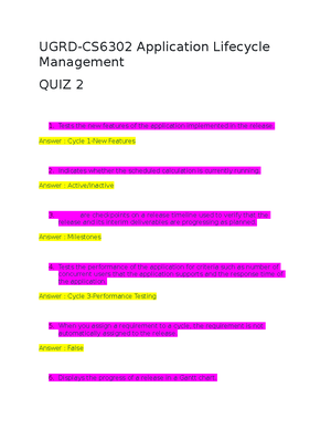 Prelim Q1 - Application Lifecycle Management 1 - Studocu