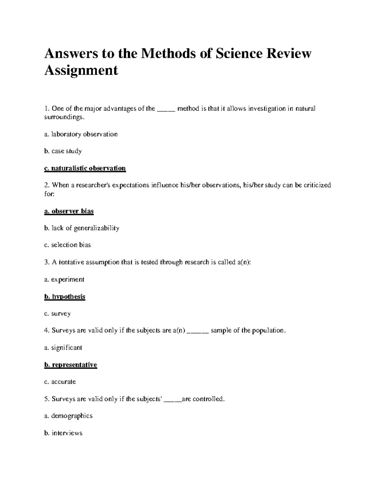 science assignment answers