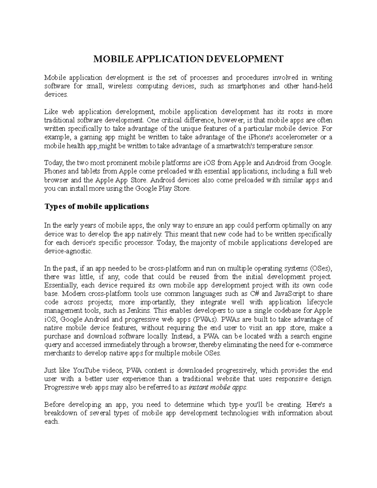 MAD - Null - MOBILE APPLICATION DEVELOPMENT Mobile application ...