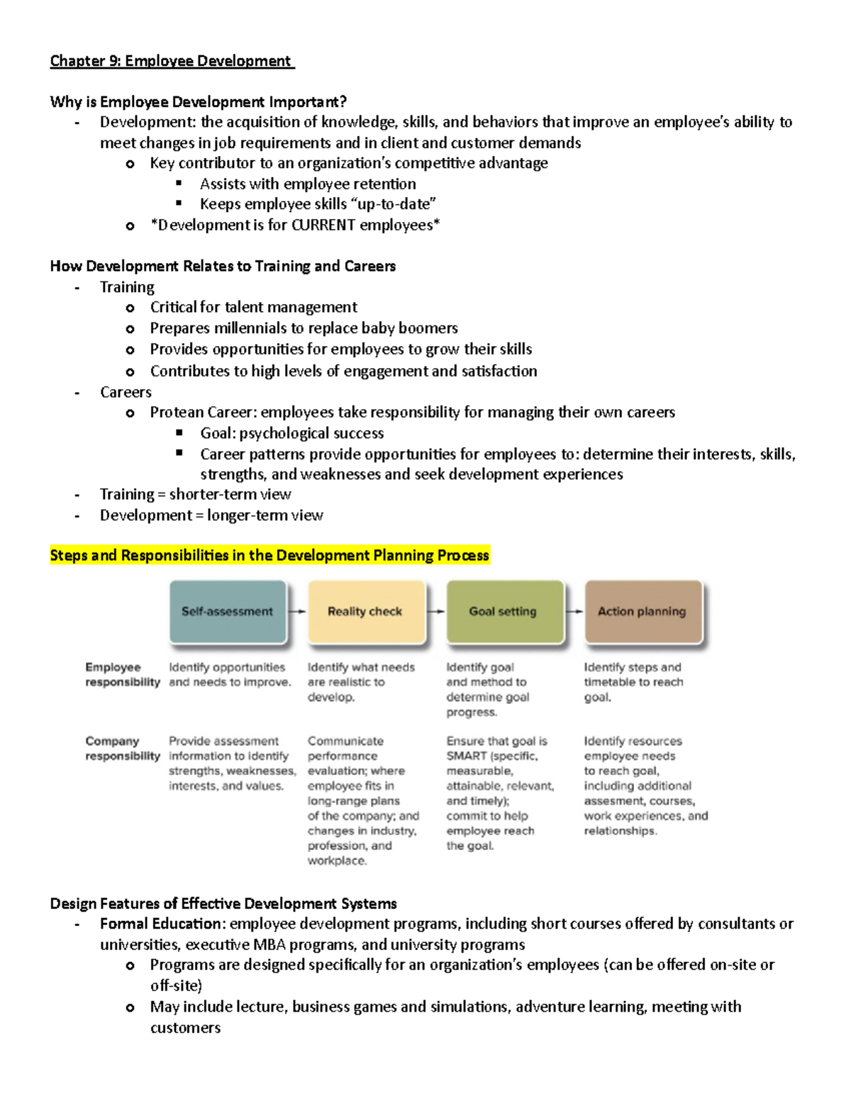 Chapter 9 - Lecture Notes - Chapter 9: Employee Development Why Is ...