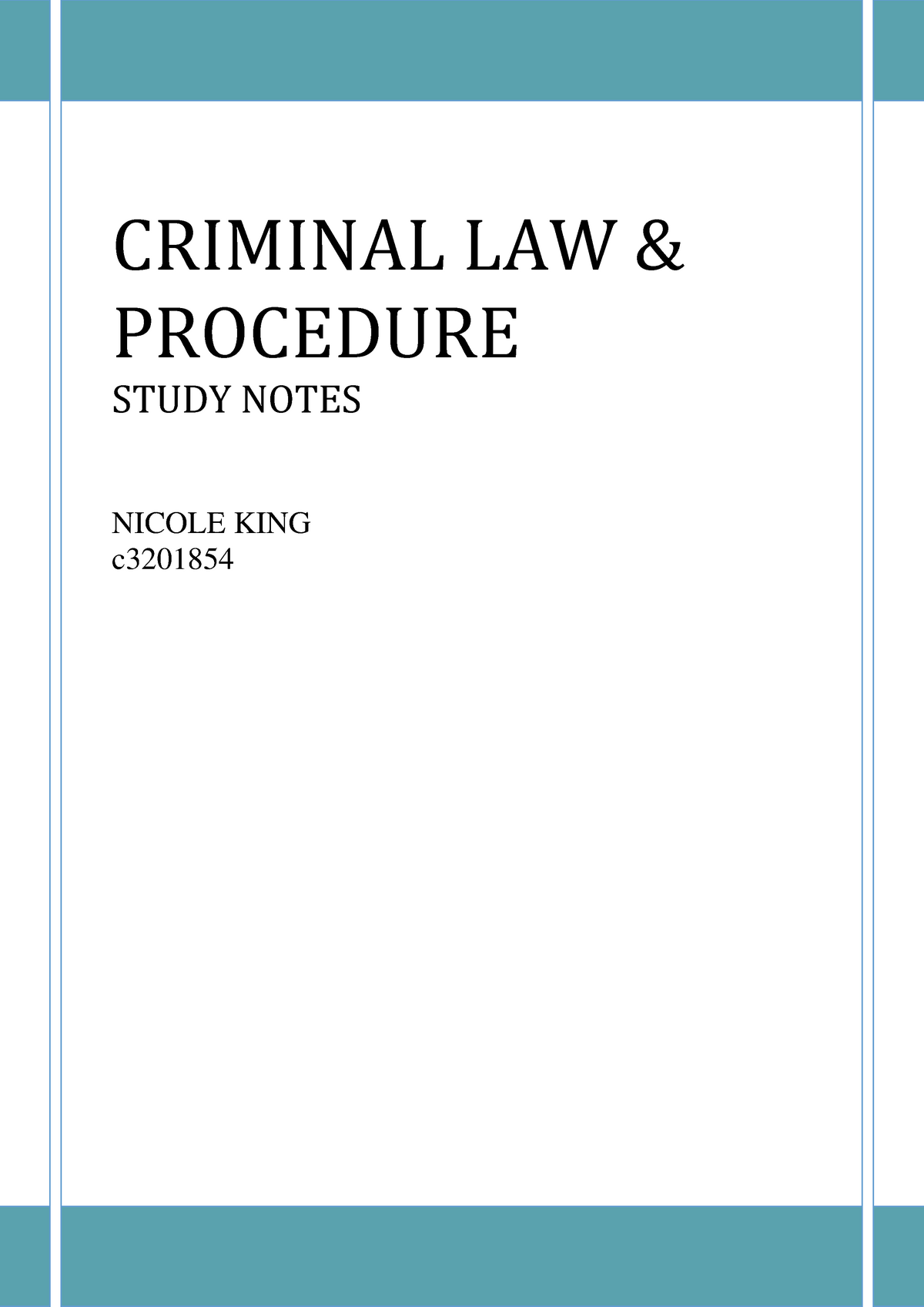 Criminal Law And Procedure Part B Lecture Notes And Textbook Notes ...