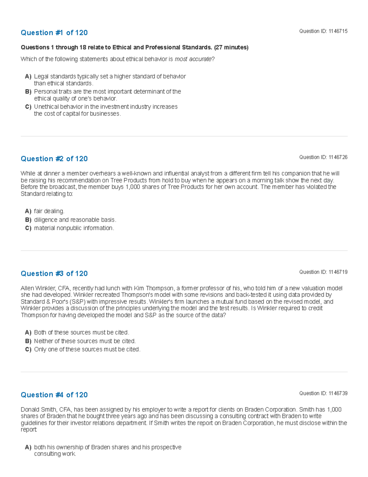V2 Exam 2 AM - Practice note - Question #1 of 120 Question ID: 1146715 ...