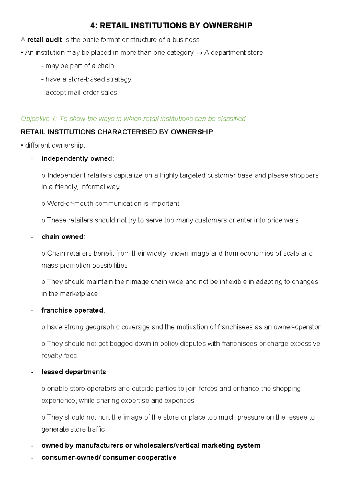 4 - a summary on the chapters prescribed for the module based on the ...