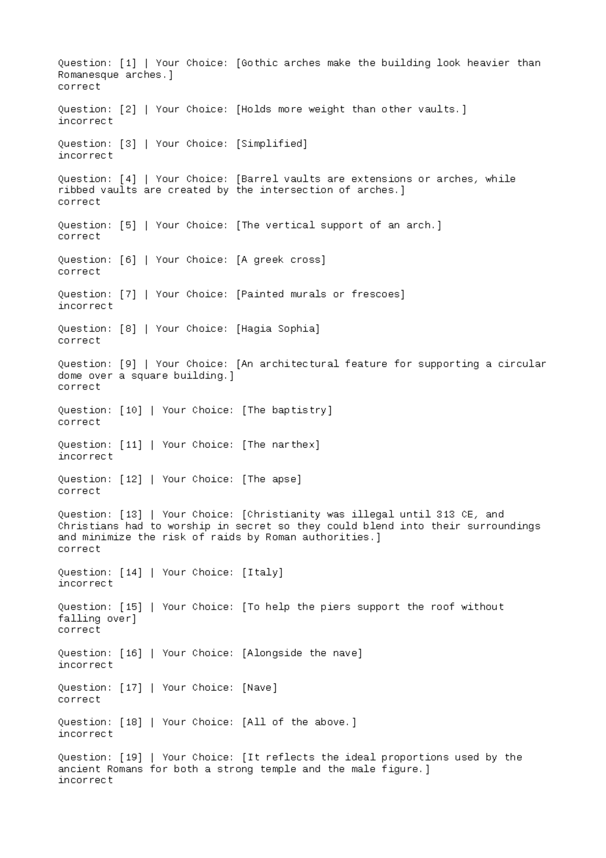 Samples of the Theory - Question: [1] | Your Choice: [Gothic arches ...