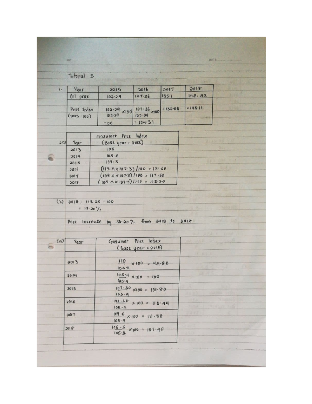 Tutorial 5 (QT1) - notes - NO DATE Tutorial 5 1. Year 2015 2016 2017 ...