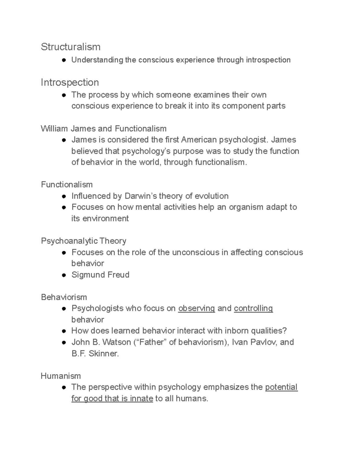 Psych Notes Chapter 1.2 - Structuralism Understanding the conscious ...