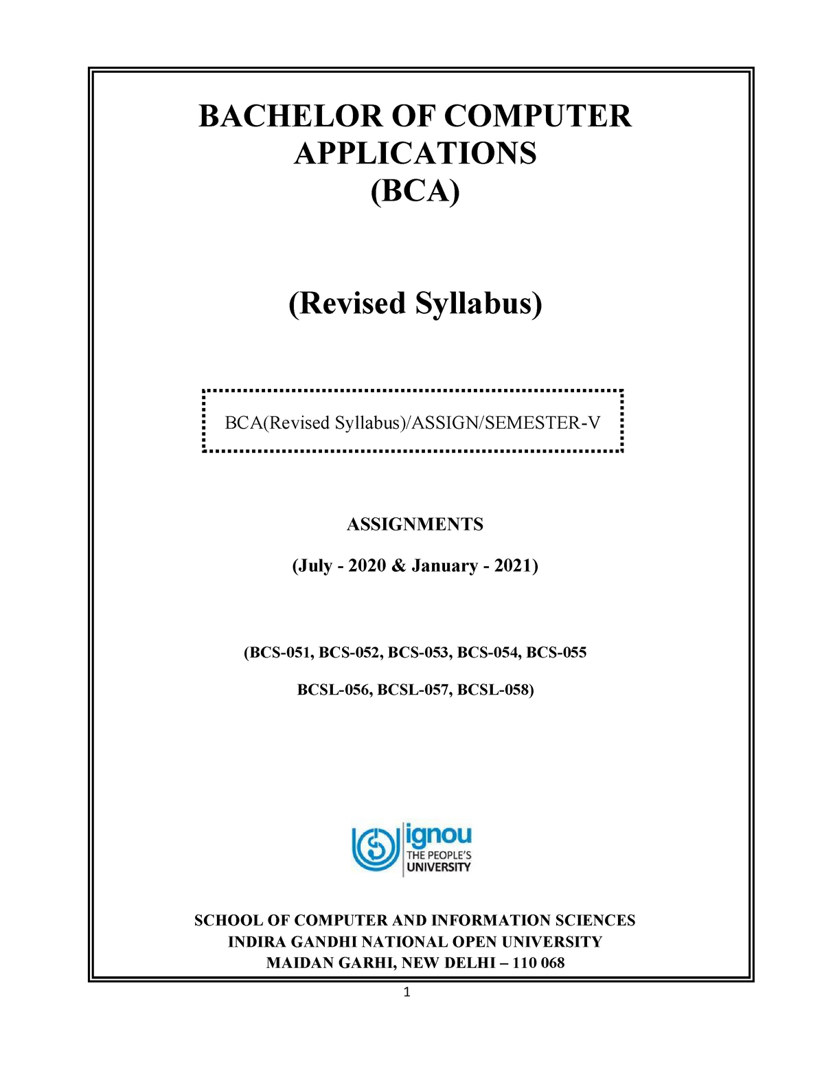 Bachelor Of Computer Application B - BCA(Revised Syllabus)/ASSIGN ...