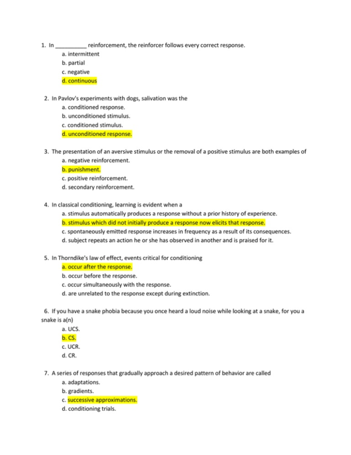 Psy 131 5 - Psychology Lecture Notes - 1. In reinforcement, the ...