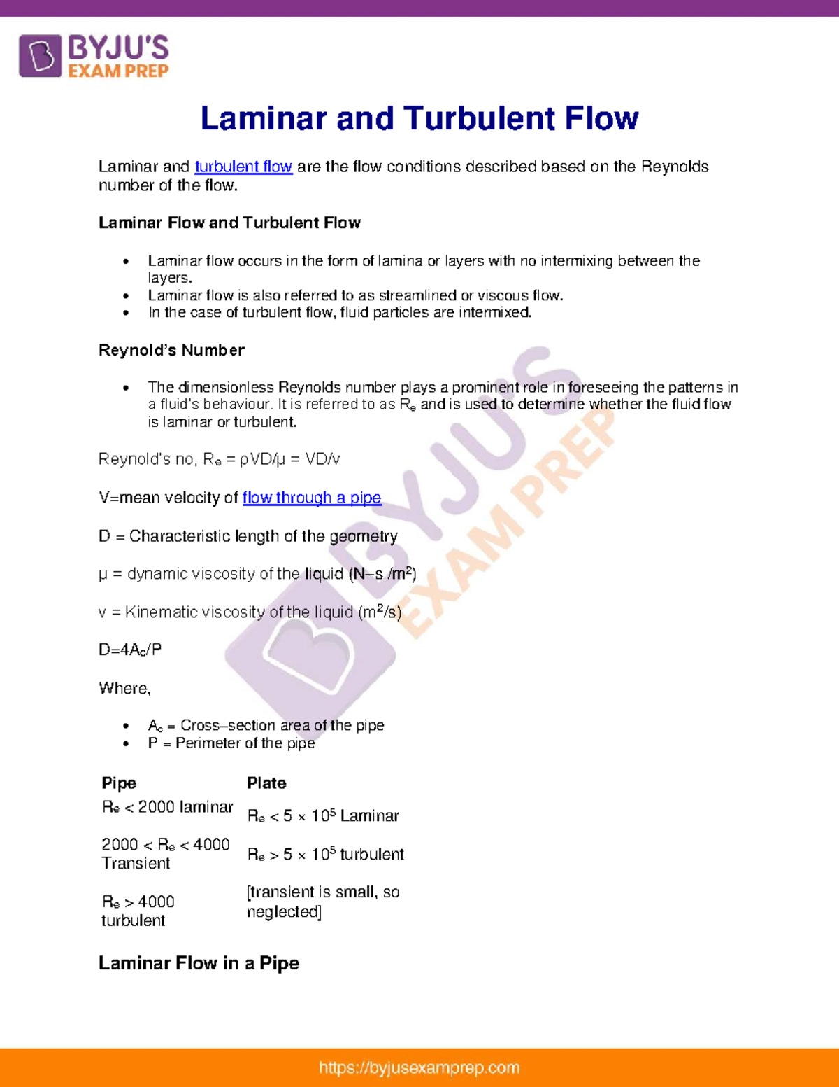 Laminar and turbulent flow - Laminar Flow and Turbulent Flow • Laminar ...
