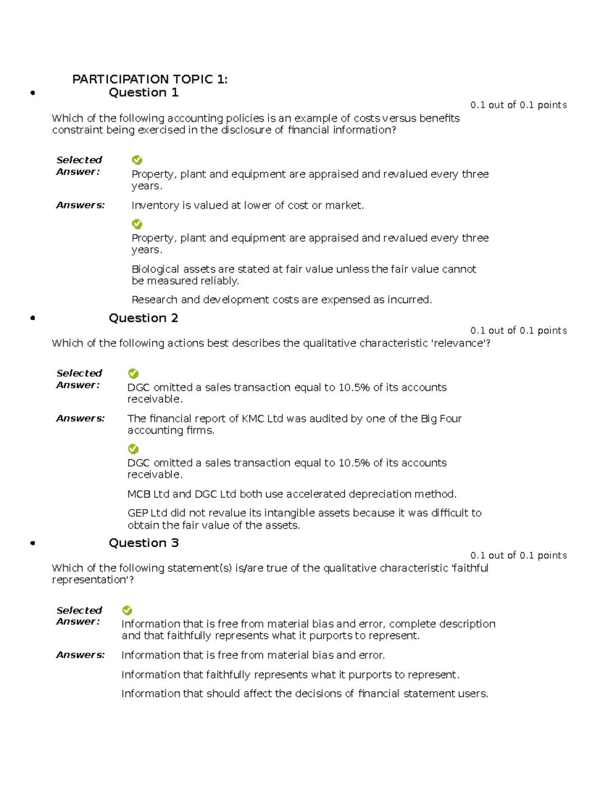 W1 - weekly quiz - PARTICIPATION TOPIC 1: Question 1 0 out of 0 points ...