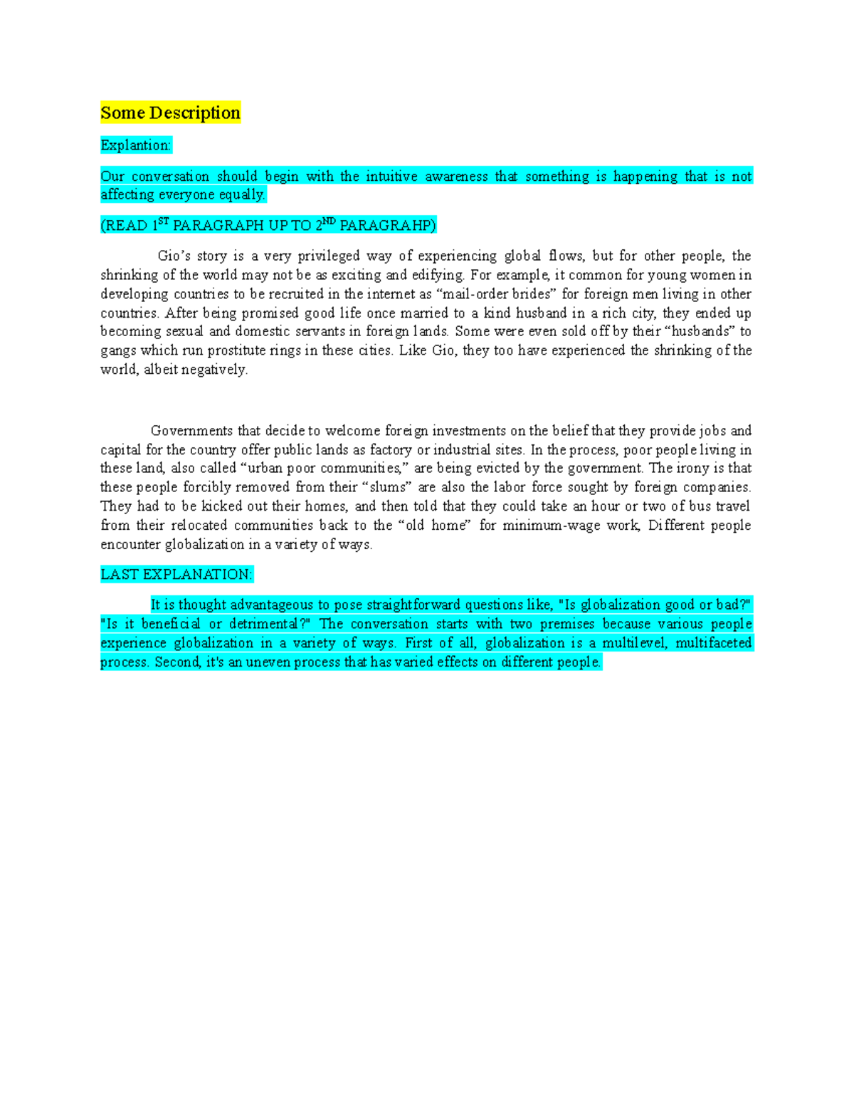Some Description (with explanation) - Some Description Explantion: Our ...