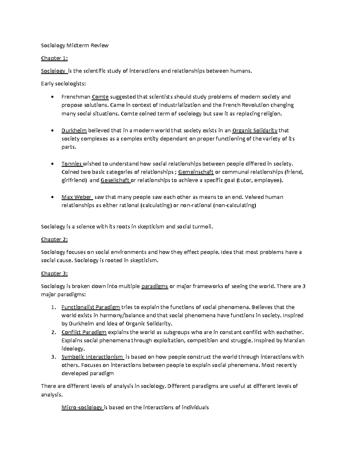 Sociology Midterm Review-converted - Sociology Midterm Review Chapter 1 ...