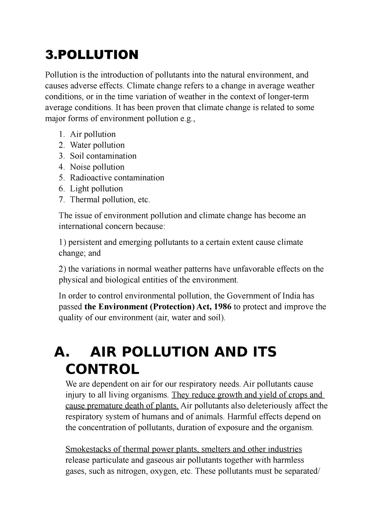 assignment on environment pollution