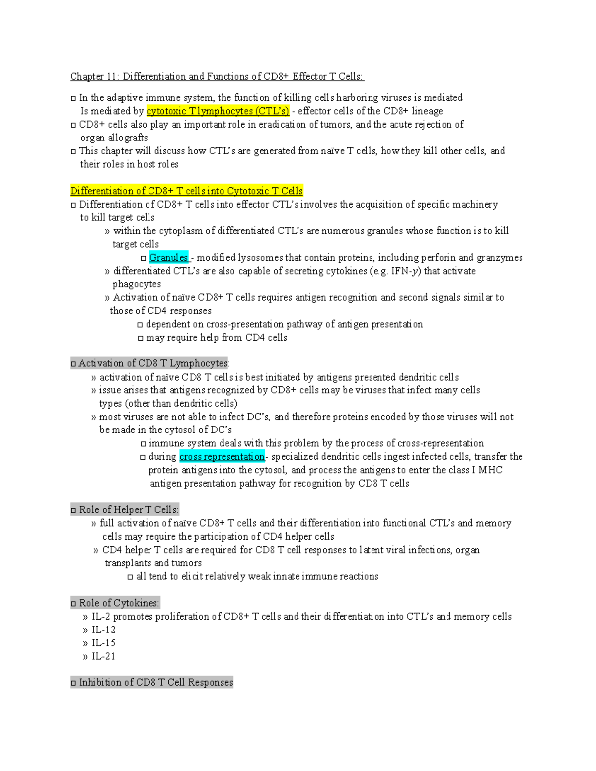 Chapter 11: Differentiation and Functions of CD8+ Effector T Cells ...